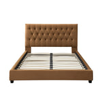Eldridge Queen Size Cognac Velvet Platform Bed  | MidinMod | TX | Best Furniture stores in Houston