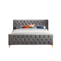 Beverly Platform Bed (King - Dark Grey Velvet) | Mid in Mod | Houston TX | Best Furniture stores in Houston