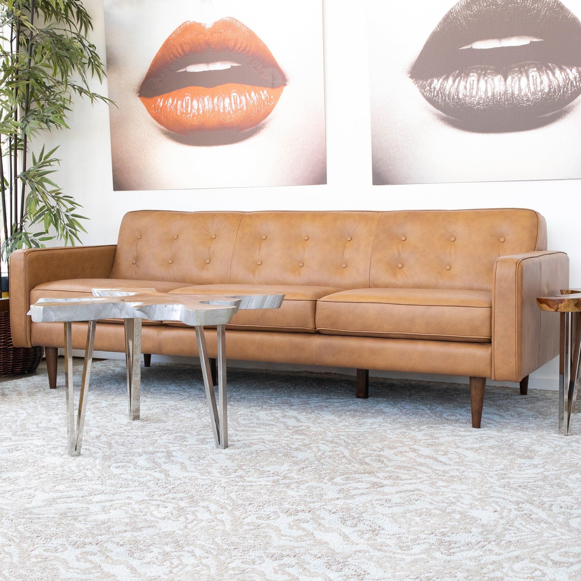 Broxton Tan Leather Sofa - MidinMod