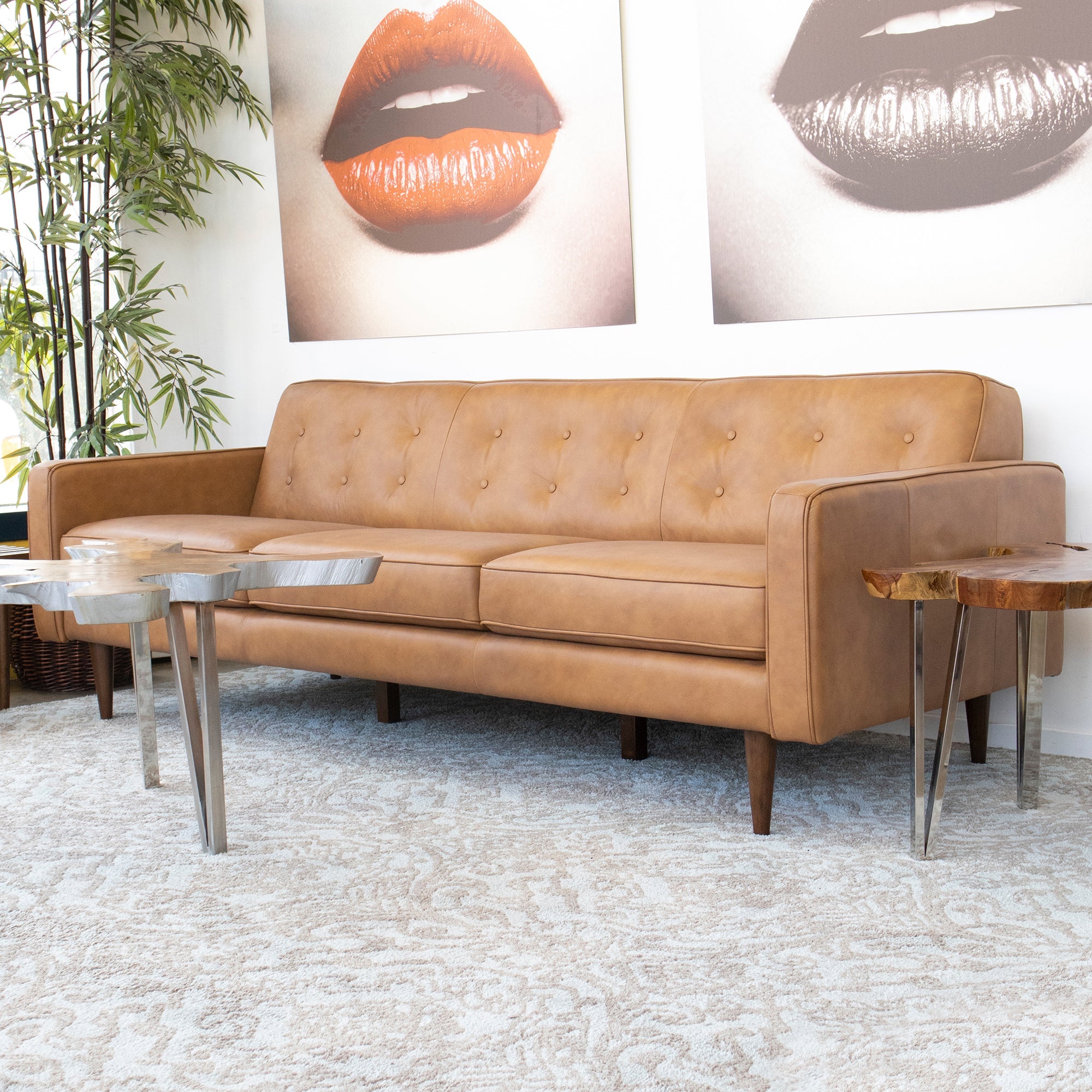 Broxton Tan Leather Sofa - MidinMod