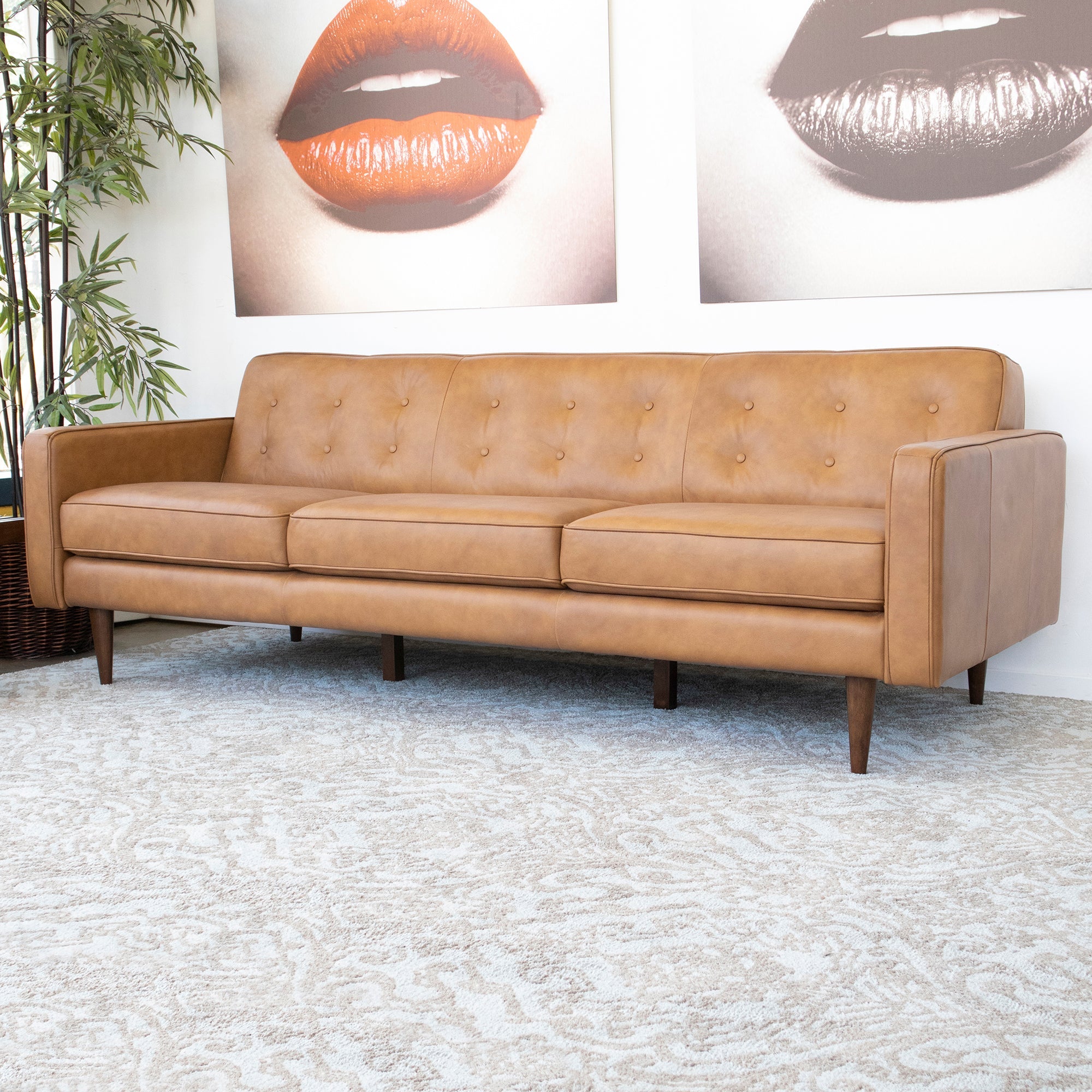 Broxton Tan Leather Sofa - MidinMod