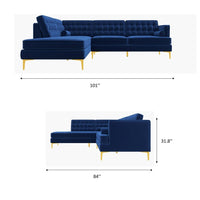Caleb Sectional Sofa (Burnt Orange Velvet) Right Chaise - MidinMod Houston Tx Mid Century Furniture Store - Sofas 8