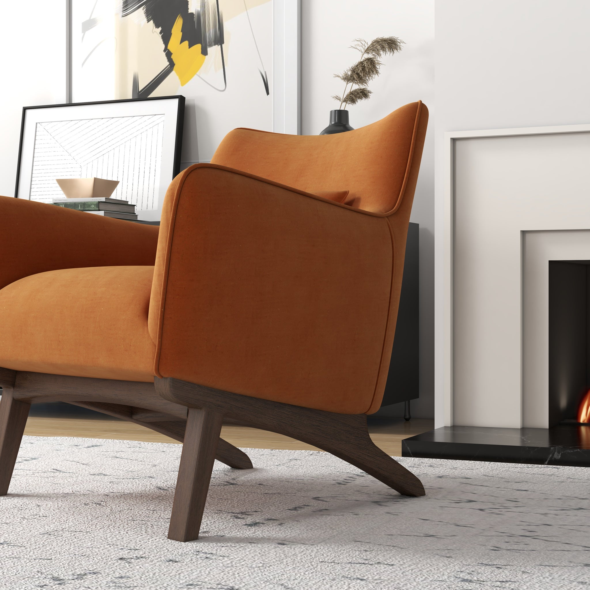 Casper Burnt Orange Velvet Lounge Chair - MidinMod