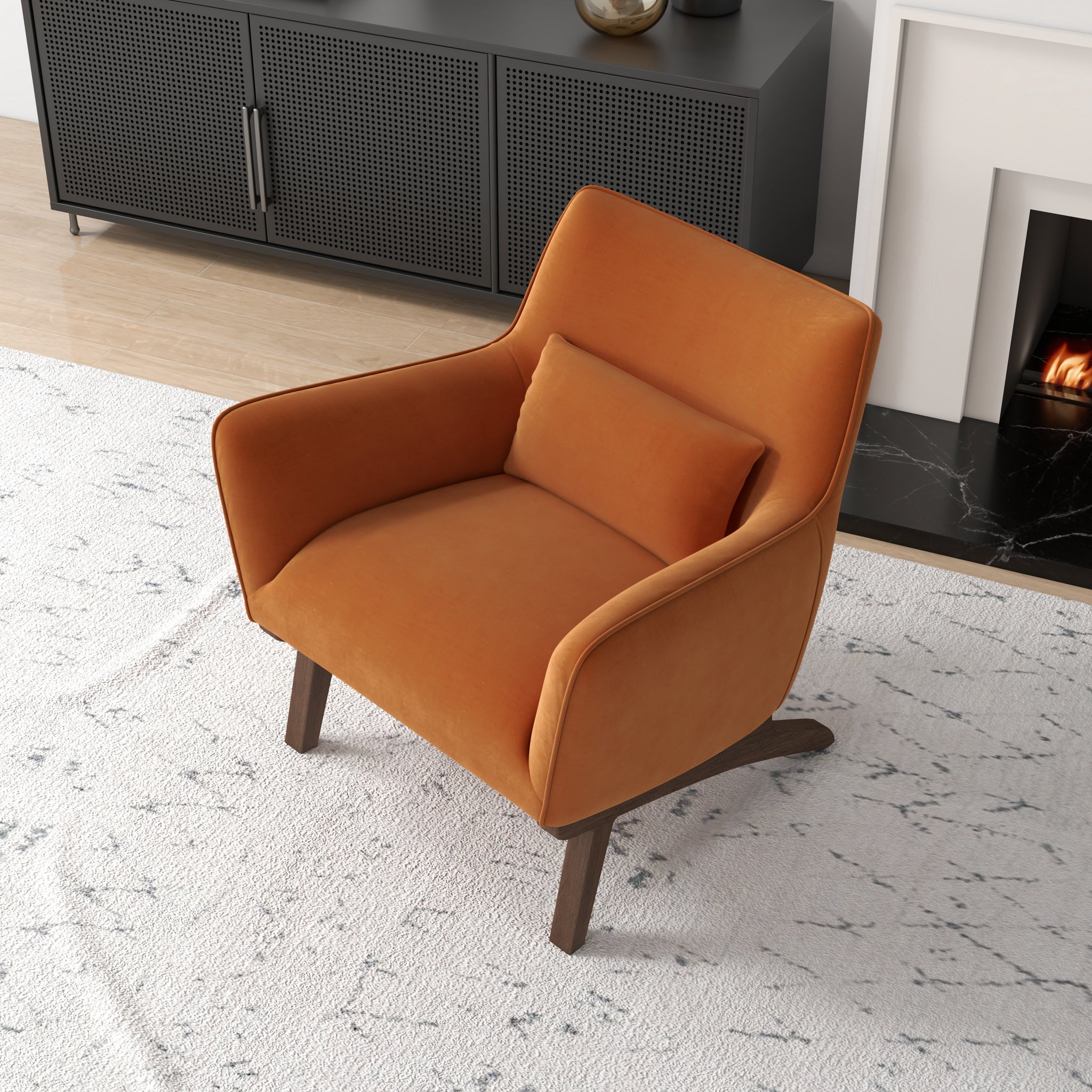 Casper Burnt Orange Velvet Lounge Chair - MidinMod