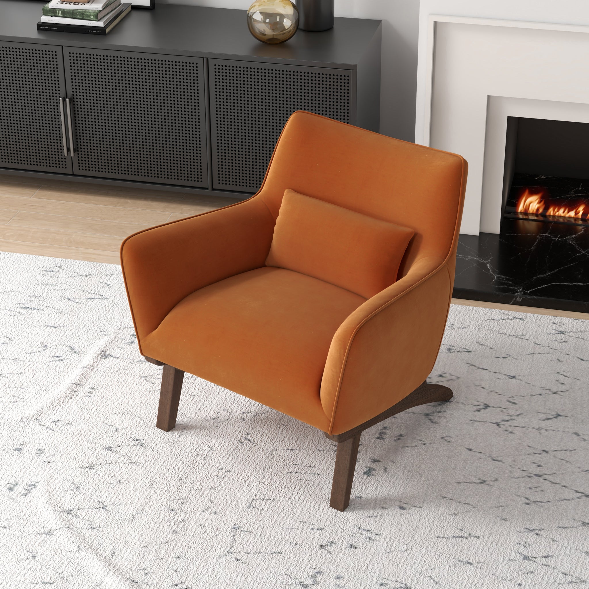 Casper Burnt Orange Velvet Lounge Chair - MidinMod