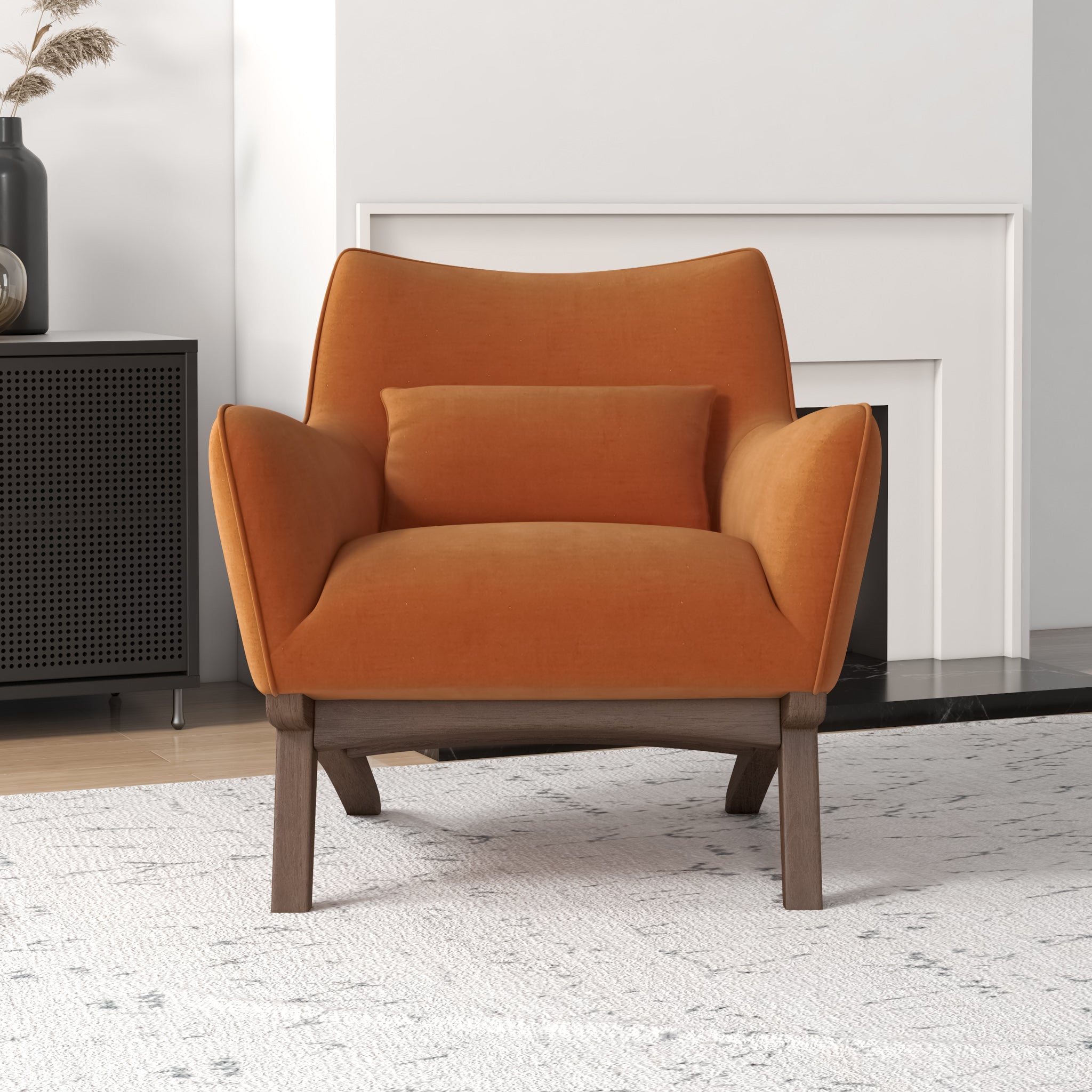 Casper Burnt Orange Velvet Lounge Chair - MidinMod