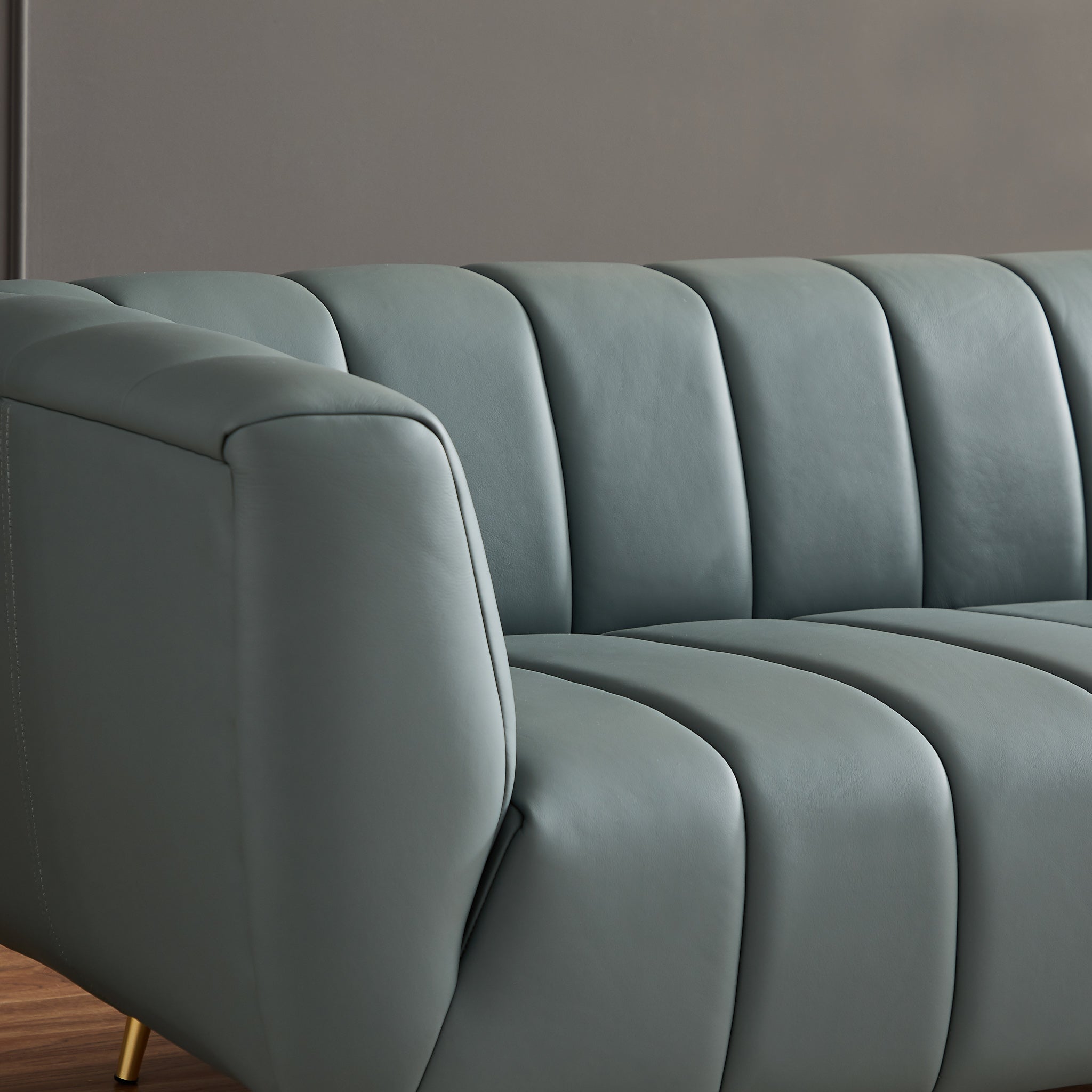 Clodine Blue Leather Sofa - MidinMod