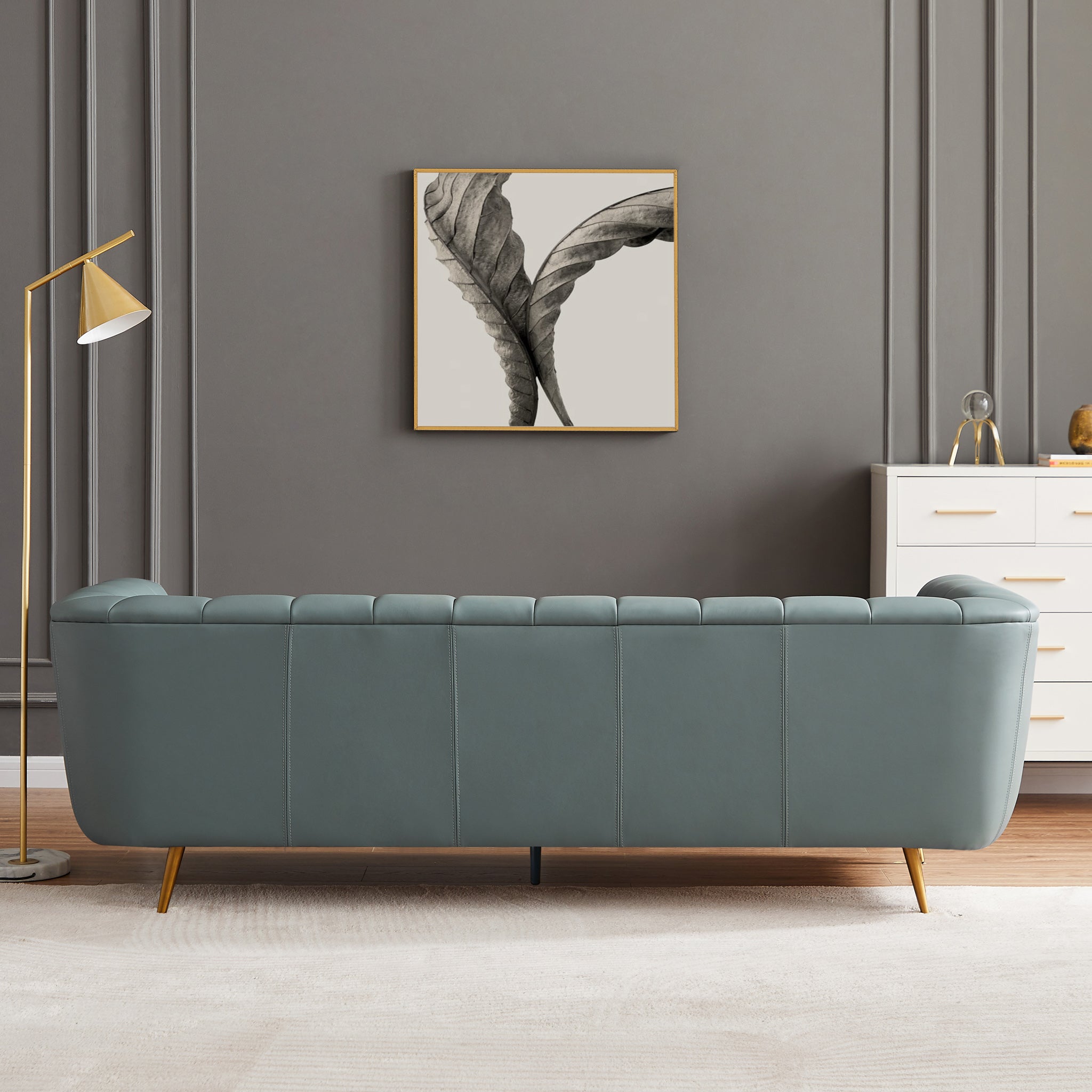 Clodine Blue Leather Sofa - MidinMod