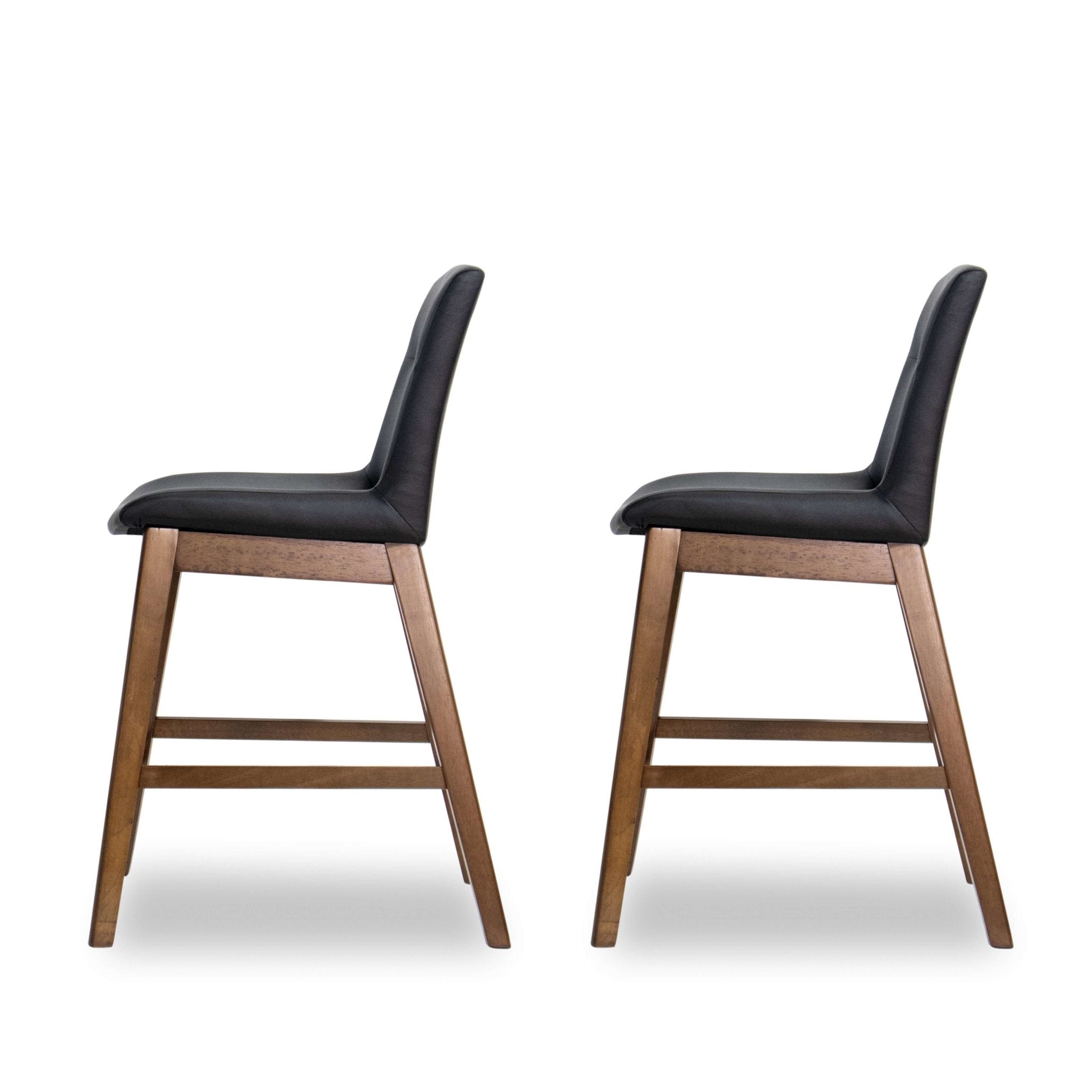 Danilo Black Leather Counter Stool Set of 2 - MidinMod