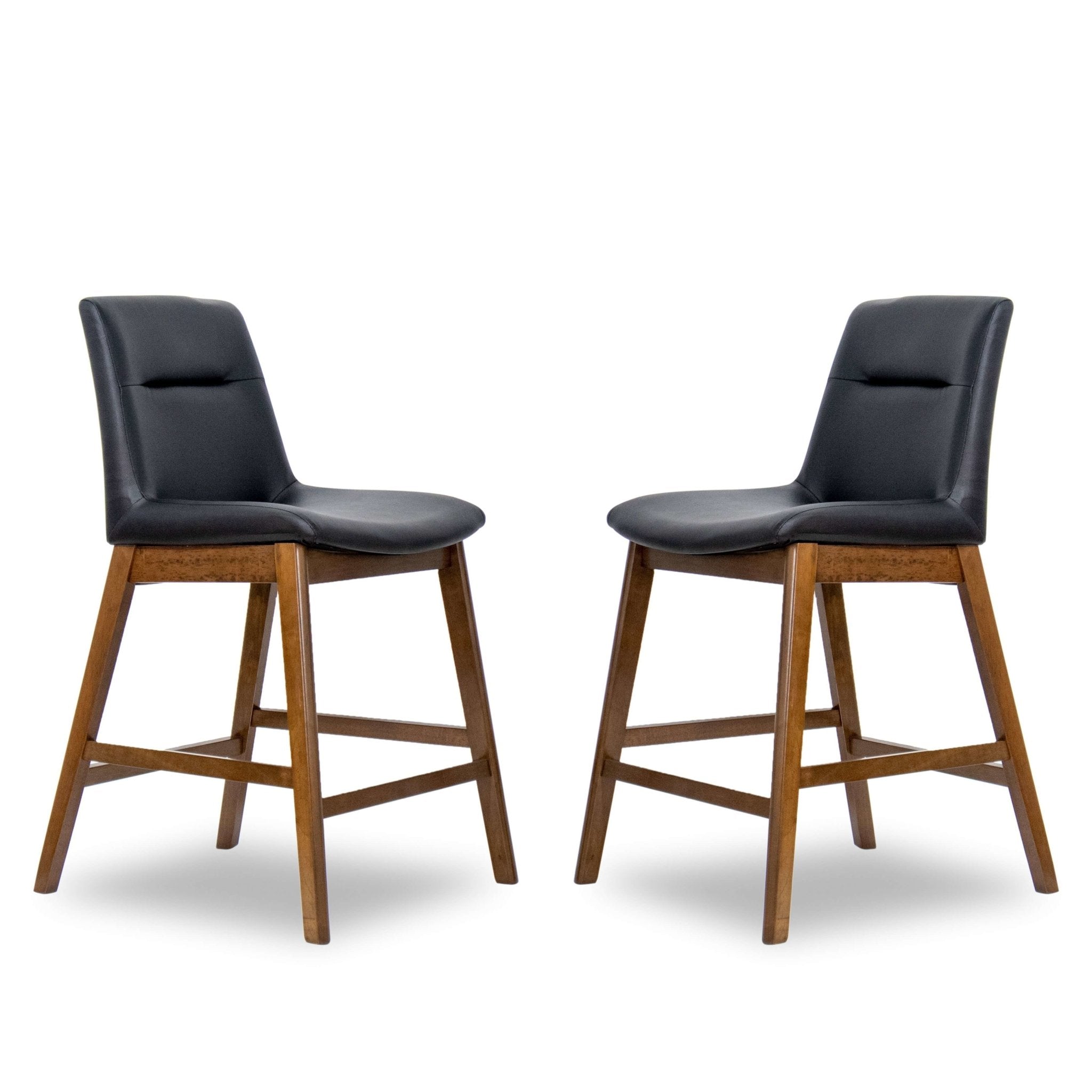 Danilo Black Leather Counter Stool Set of 2 - MidinMod