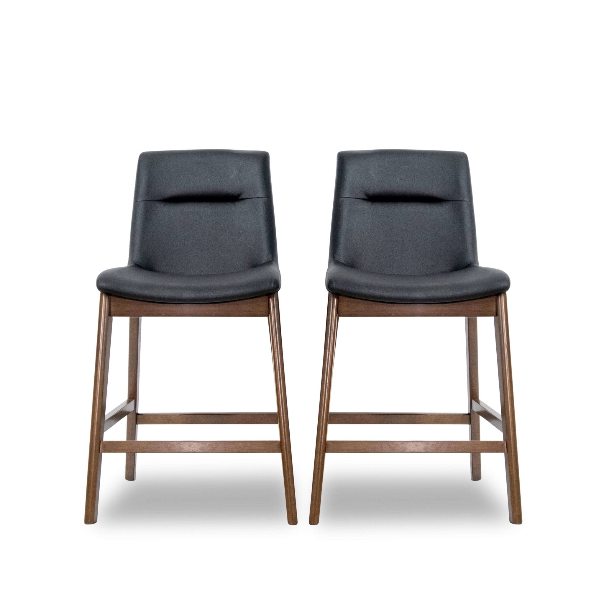 Danilo Black Leather Counter Stool Set of 2 - MidinMod