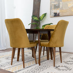 Aliana Dining Set with 4 Evette Gold Chairs (Walnut) | Mid in Mod | Houston TX | Best Furniture stores in Houston