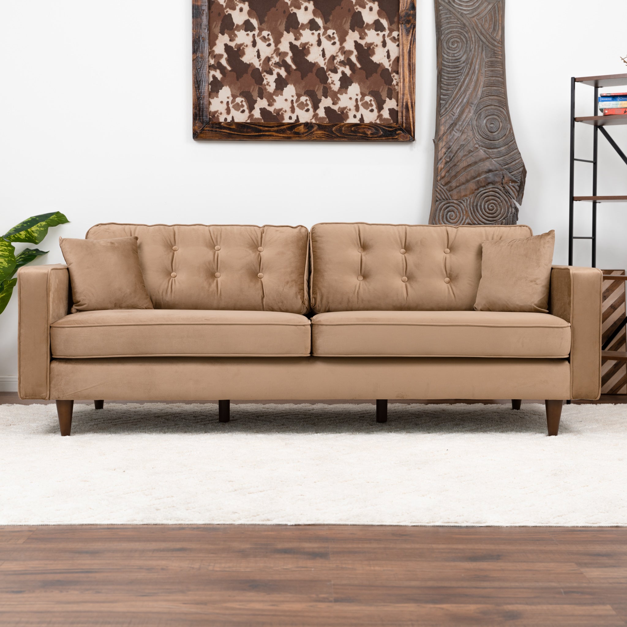 Oregon Cognac Fabric Sofa - MidinMod