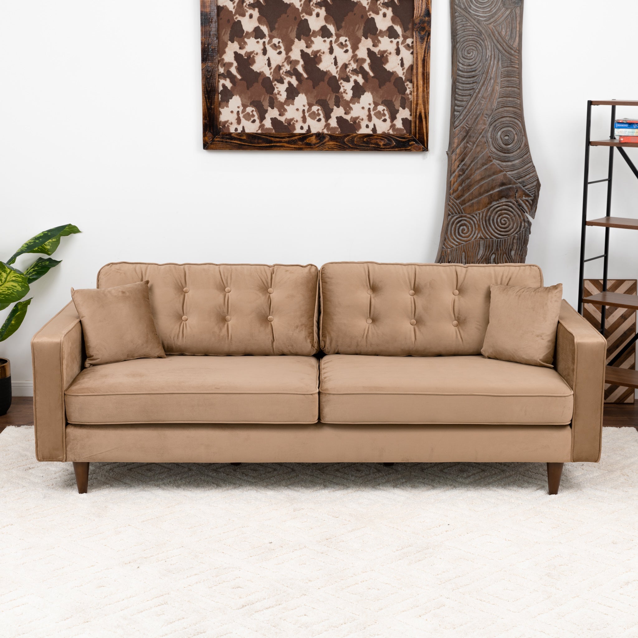 Oregon Cognac Fabric Sofa - MidinMod