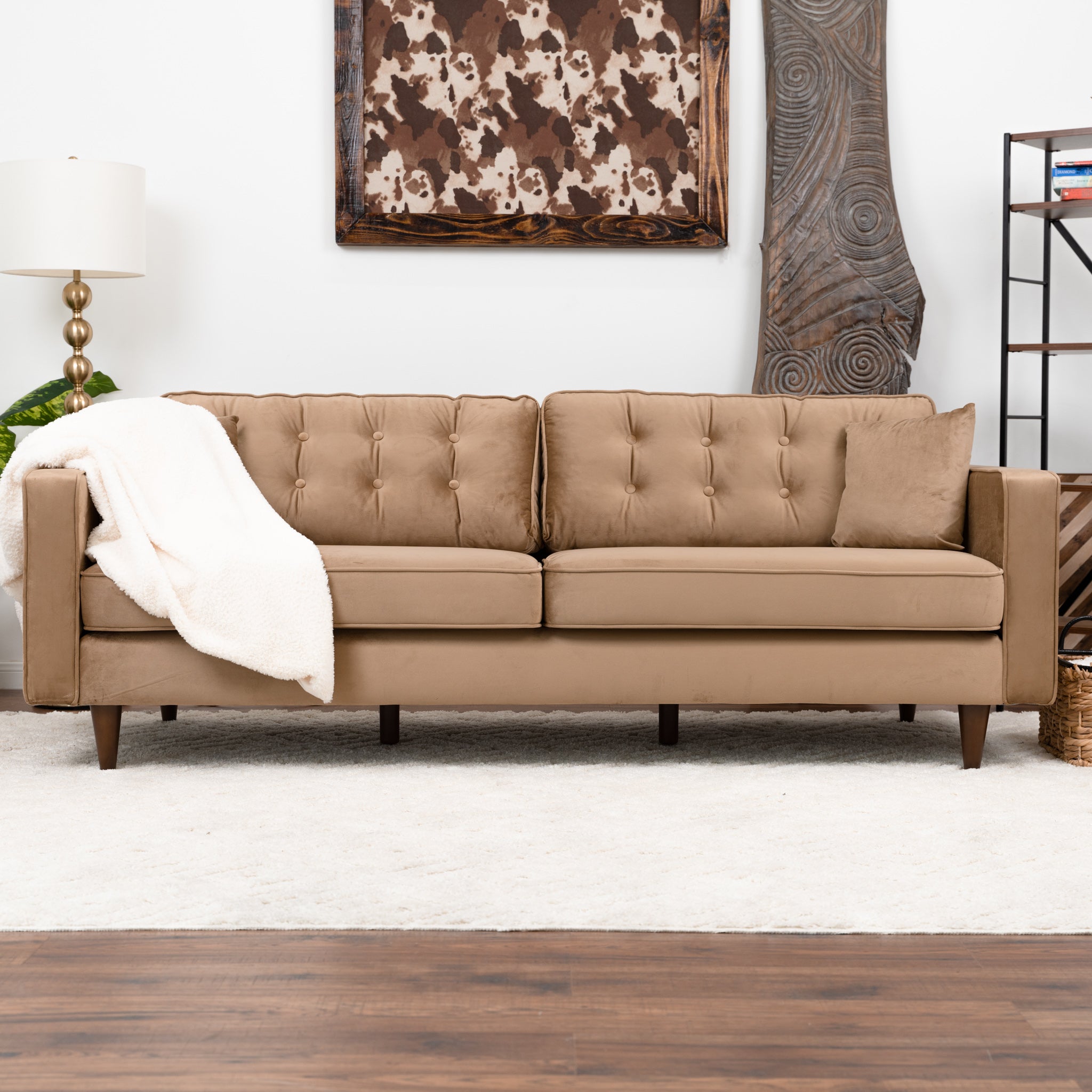 Oregon Cognac Fabric Sofa - MidinMod