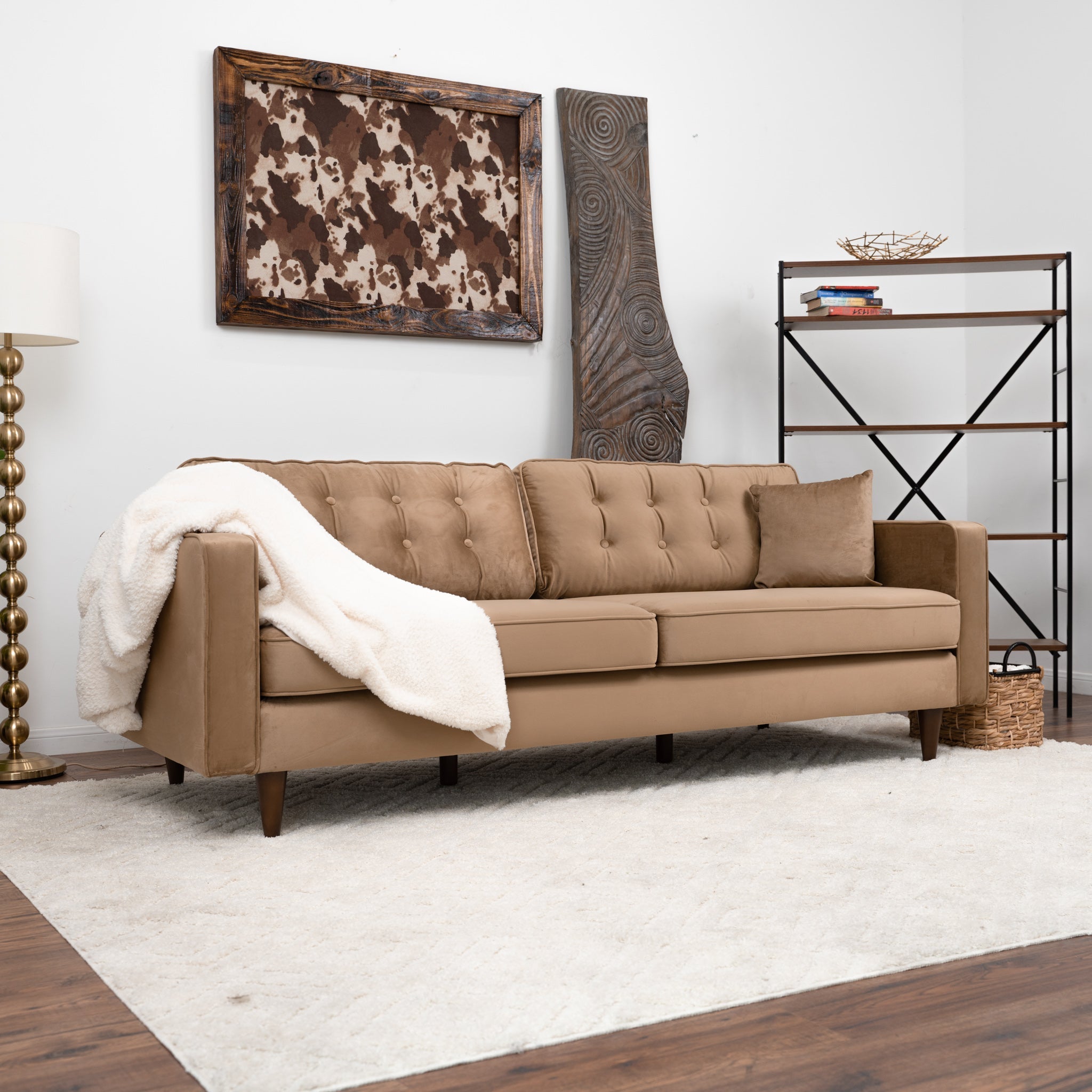 Oregon Cognac Fabric Sofa - MidinMod