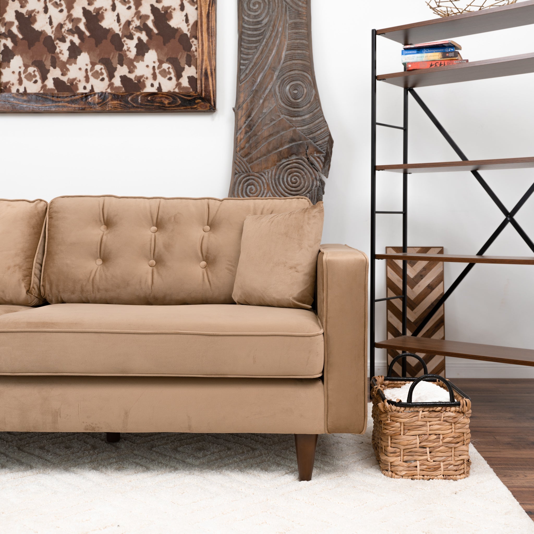 Oregon Cognac Fabric Sofa - MidinMod