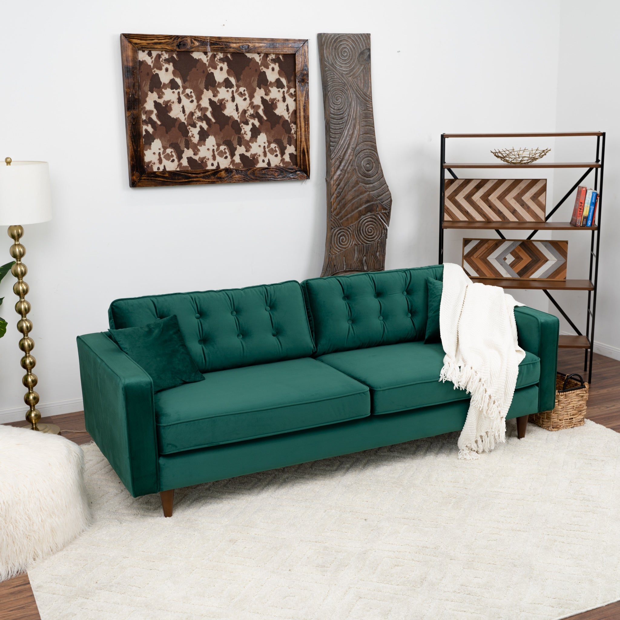 Oregon Green Velvet Sofa - MidinMod