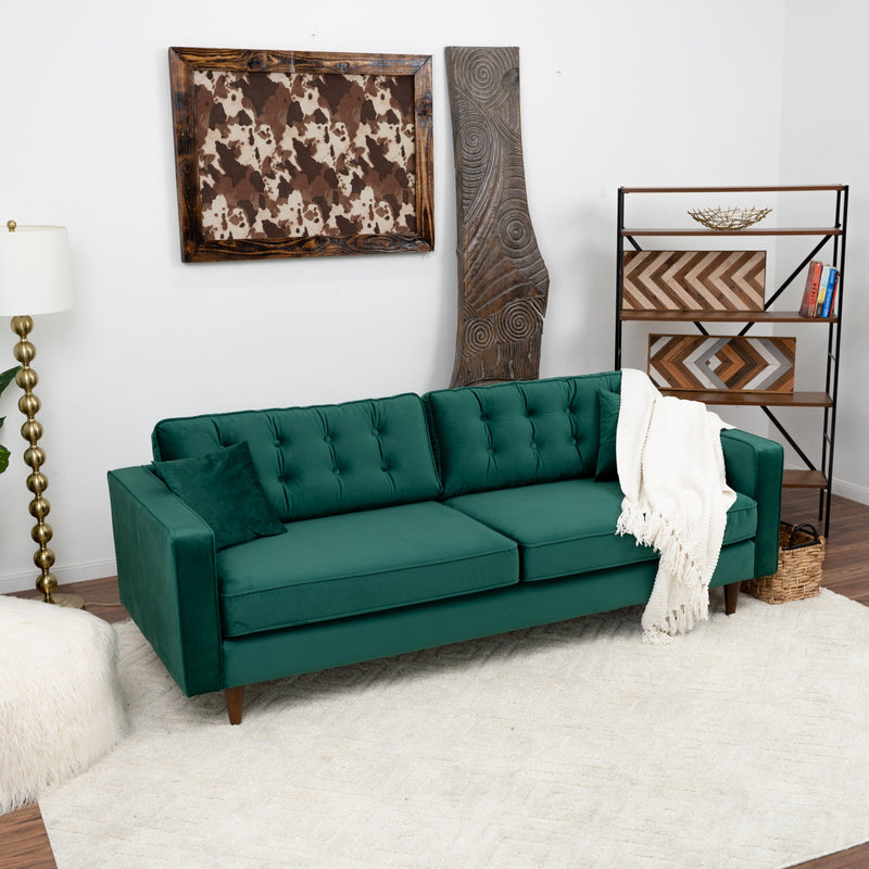 Oregon sofa - Green Velvet  | Mid in Mod | Houston TX | Best Furniture stores in Houston