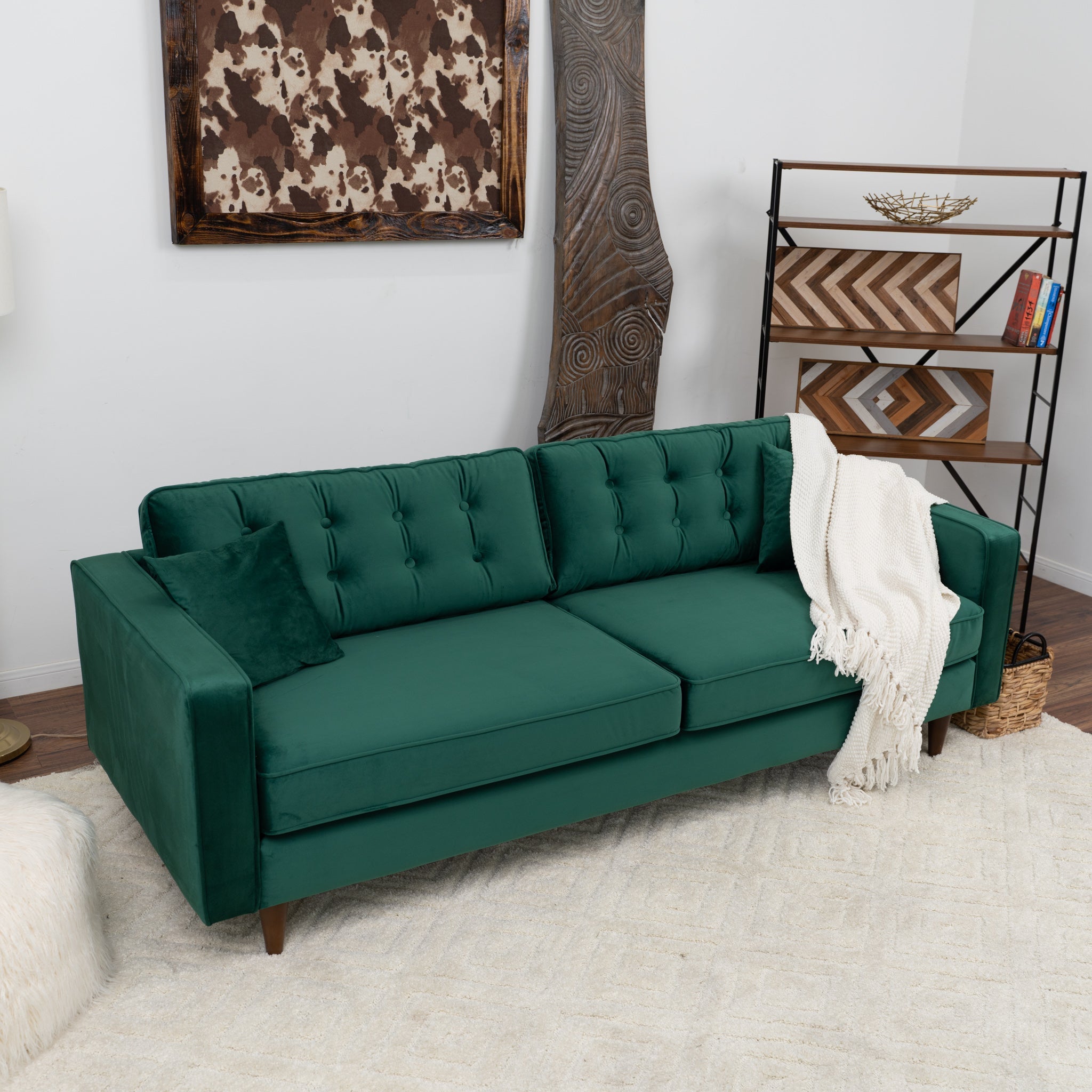 Oregon Green Velvet Sofa - MidinMod