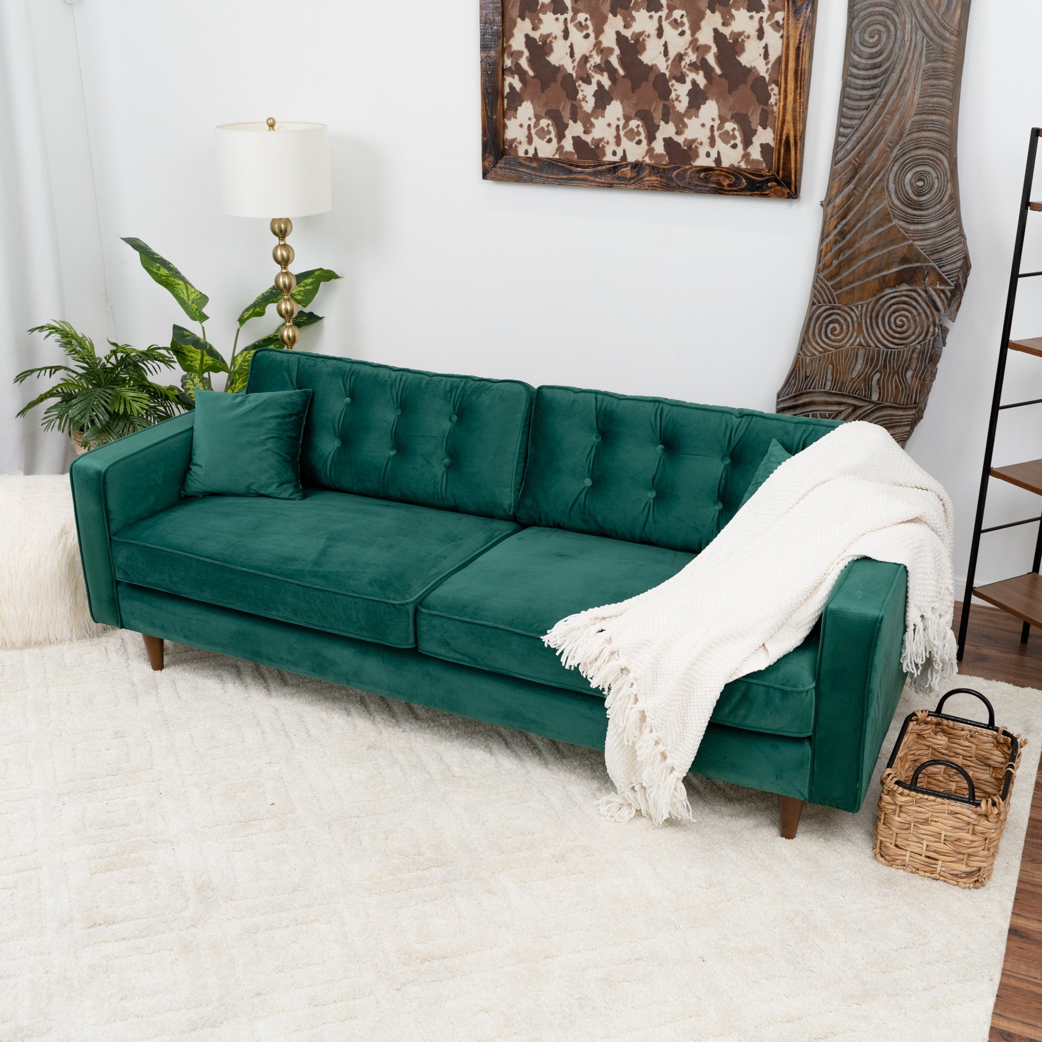 Oregon Green Velvet Sofa - MidinMod