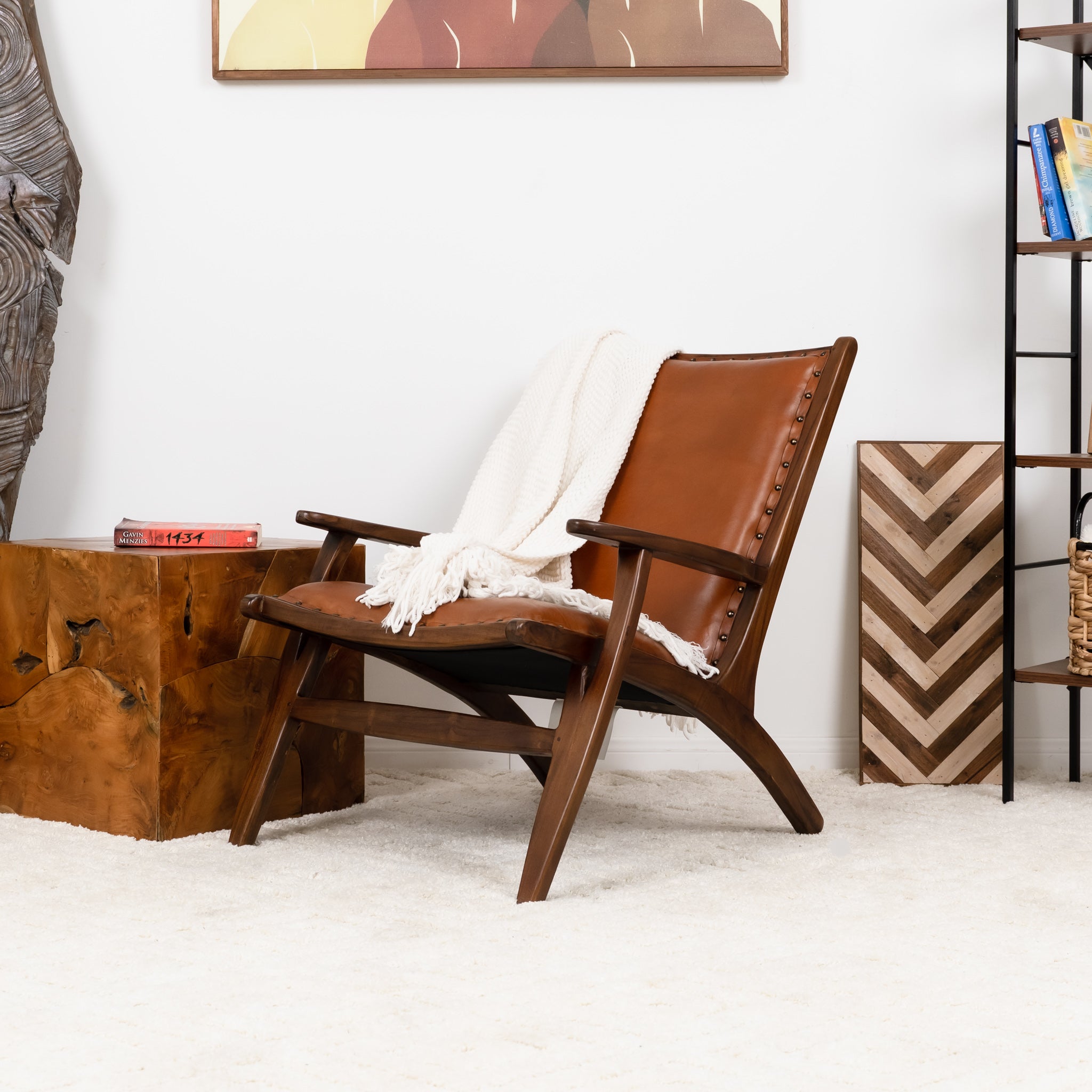 Tan leather modern chair new arrivals