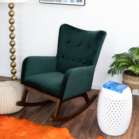 Charlotte Green Velvet Fabric Rocking Chair | Mid in Mod | Houston TX | Best Furniture stores in Houston