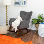Charlotte Grey Velvet Rocking Chair  | MidinMod | Houston TX | Best Furniture stores in Houston