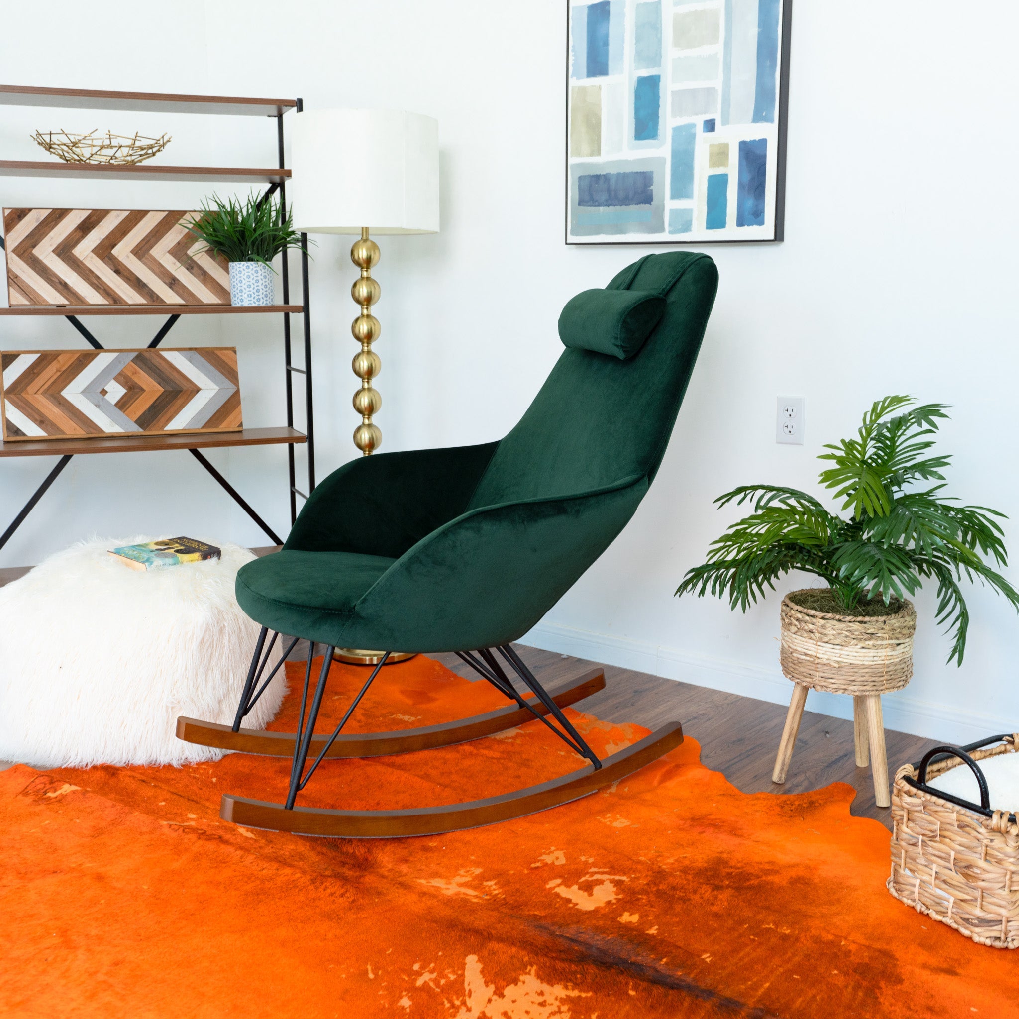 Ingrid Green Velvet Rocking Chair - MidinMod