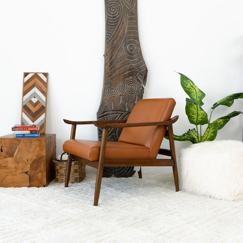 Mameda Leather Lounge Chair - Dark Tan | MidinMod | Houston TX | Best Furniture stores in Houston