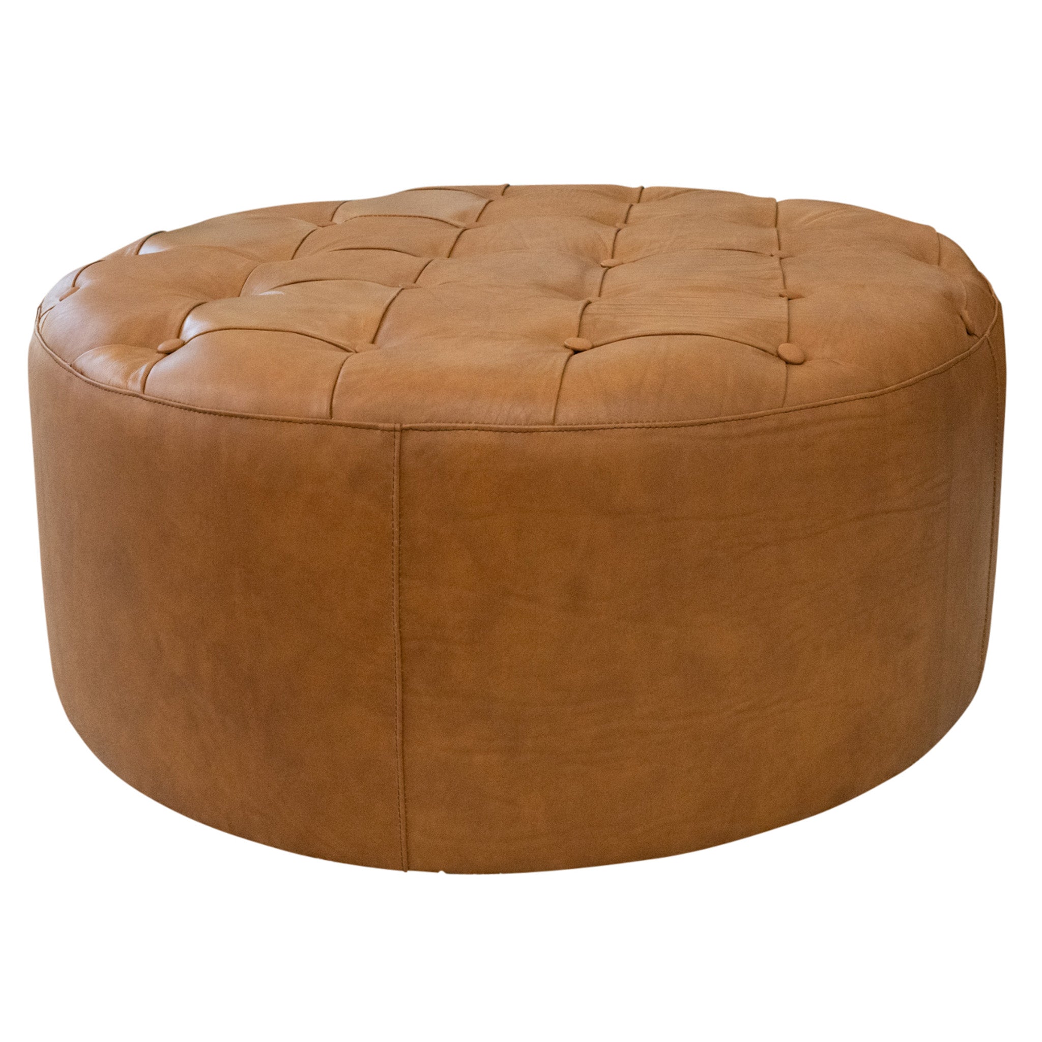 Tan faux outlet leather ottoman