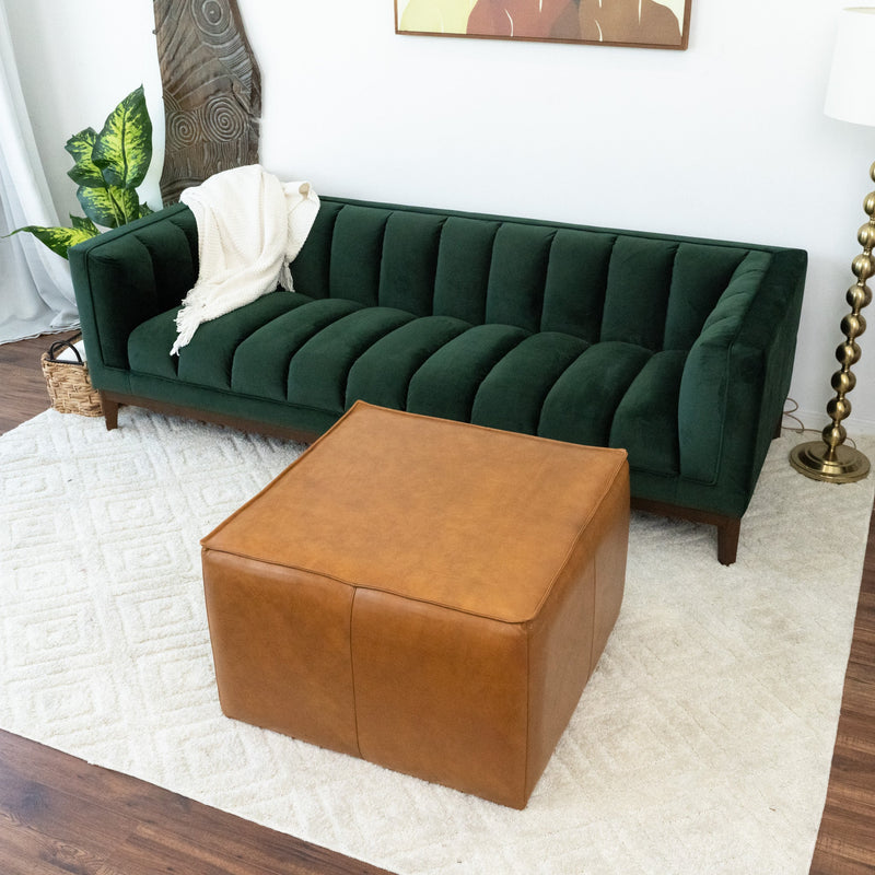 Kalila Antique Tan Leather Ottoman  | MidinMod | Houston TX | Best Furniture stores in Houston