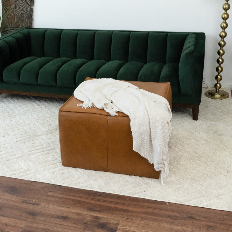 Kalila Antique Tan Leather Ottoman  | MidinMod | Houston TX | Best Furniture stores in Houston