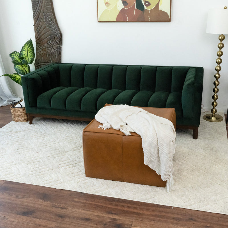 Kalila Antique Tan Leather Ottoman  | MidinMod | Houston TX | Best Furniture stores in Houston