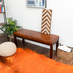 Kampa  Hand Stitching Cognac Tan Leather Bench | MidinMod | TX | Best Furniture stores in Houston