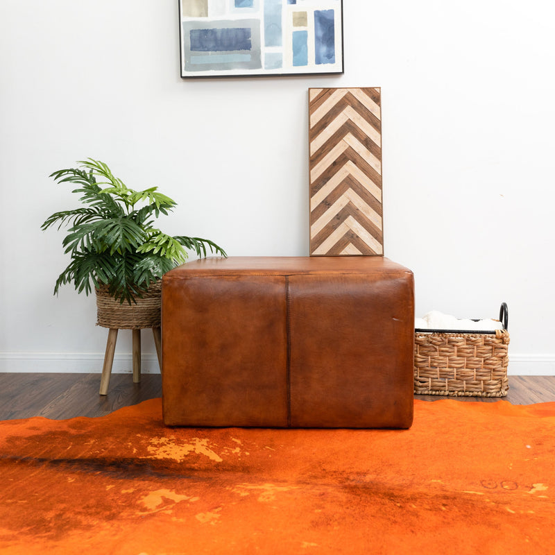 Kalila Tan Leather Ottoman | MidinMod | Houston TX | Best Furniture stores in Houston