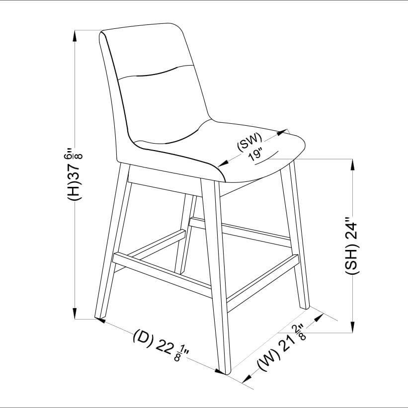 Danilo Dark Gray Counter Stool Set of 2 - MidinMod