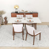 Dining Set, Alpine Large White Table with 4 Virginia Beige Chairs