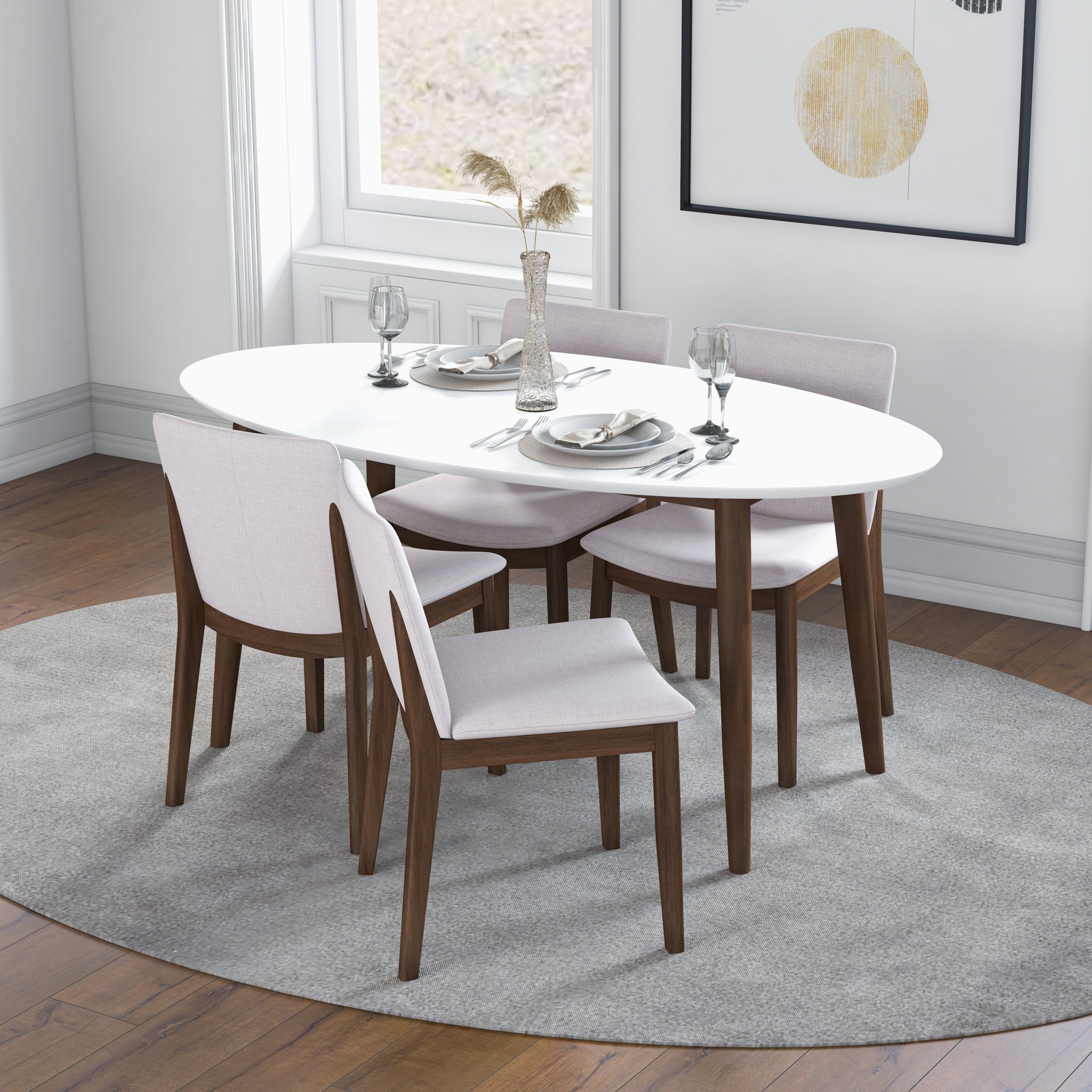 Modern white best sale dining set