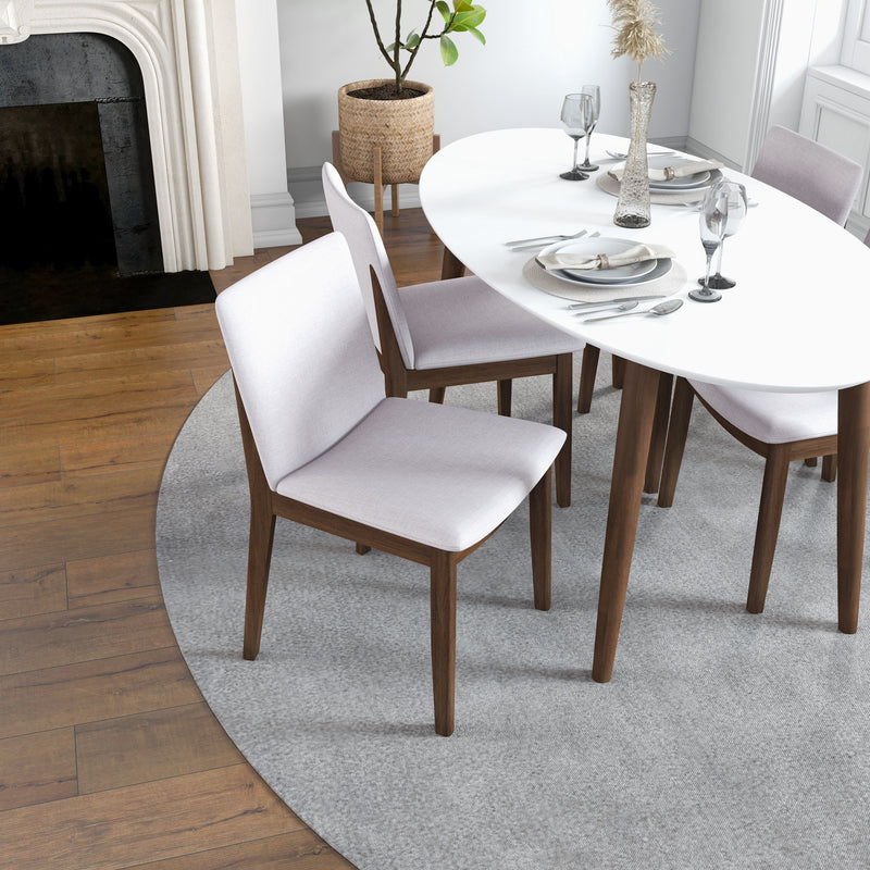 Dining Set, Rixos White Table with 4 Virginia Beige Chairs