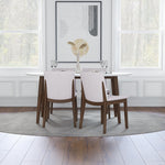 Dining Set, Rixos White Table with 4 Virginia Beige Chairs