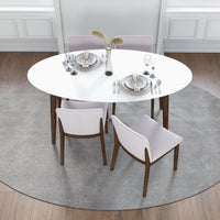 Dining Set, Rixos White Table with 4 Virginia Beige Chairs