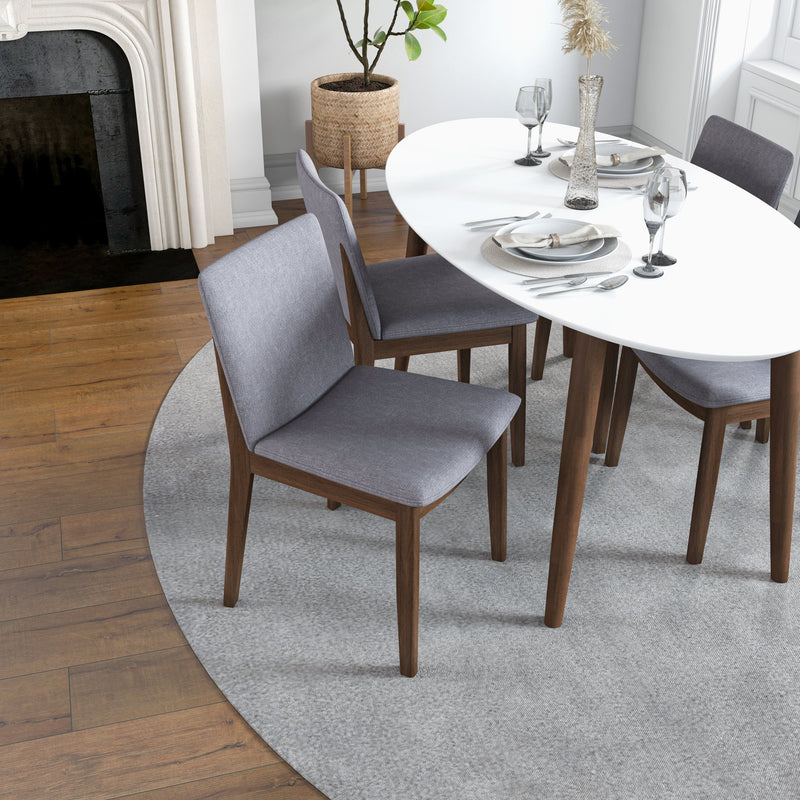Dining Set, Rixos White Table with 4 Virginia Light Grey Chairs