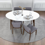 Dining Set, Rixos White Table with 4 Virginia Light Grey Chairs