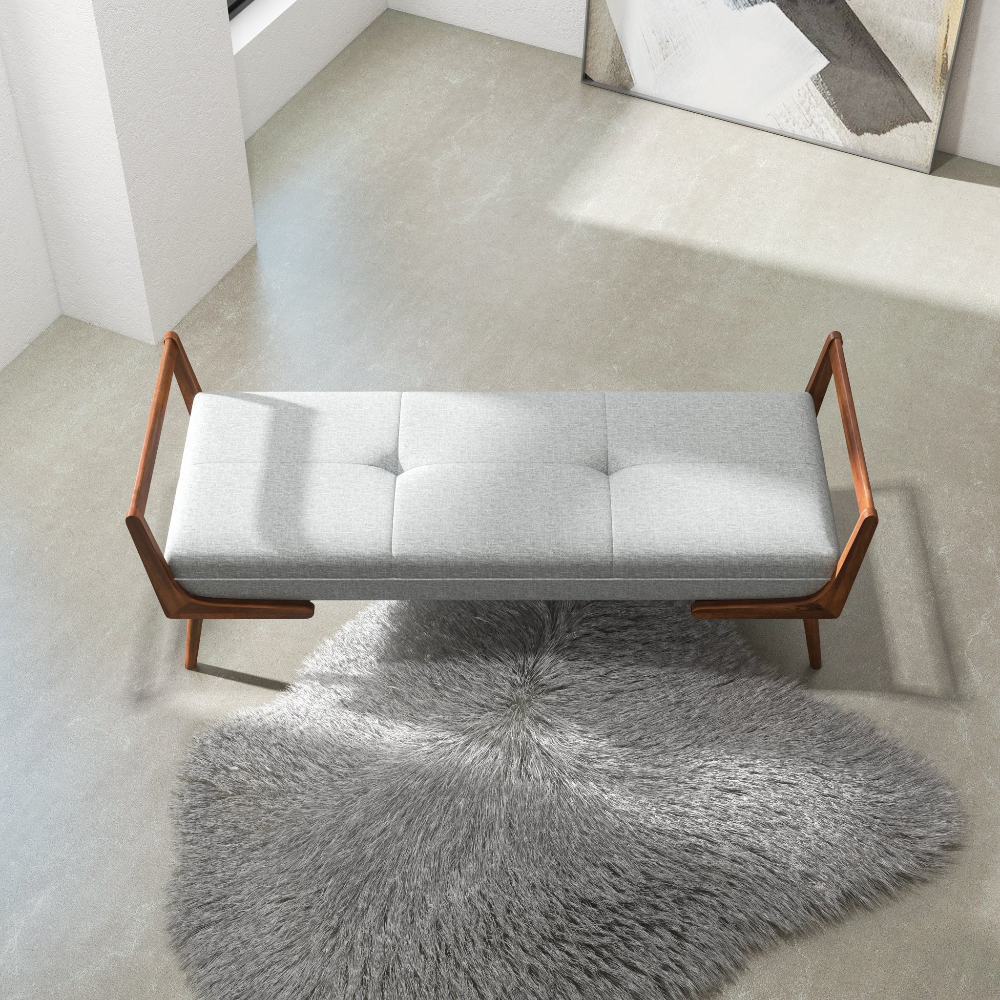 Dresden Bench Grey Fabric - MidinMod