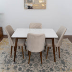 Alpine (Small-White Top) Dining Set with 4 Evette Beige Dining Chairs | Mid in Mod | Houston TX | Best Furniture stores in Houston