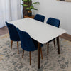 Alpine (Large White Top) Dining Set with 4 Evette Blue Dining Chairs | Mid in Mod | Houston TX | Best Furniture stores in Houston