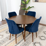 Aliana Dining Set with 4 Evette Blue Chairs (Walnut) | Mid in Mod | Houston TX | Best Furniture stores in Houston