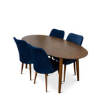 Rixos Dining set - 4 Evette Blue Dining Chairs Walnut | MidinMod | TX | Best Furniture stores in Houston