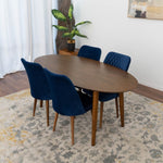 Rixos Dining set - 4 Evette Blue Dining Chairs Walnut | MidinMod | TX | Best Furniture stores in Houston